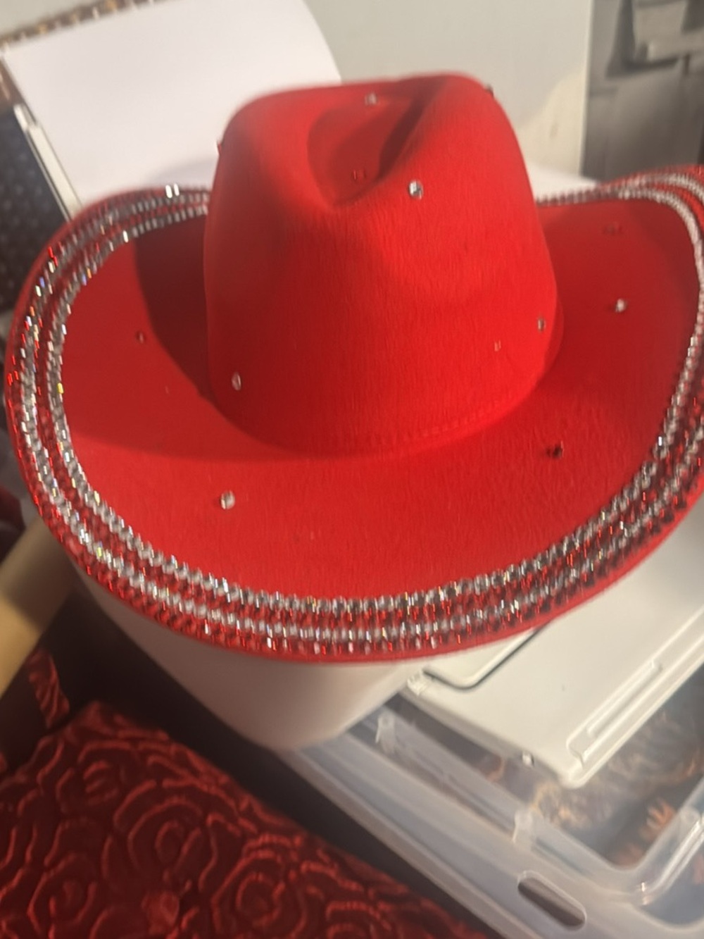 Red Rhinestone Cowboy Hat - Women